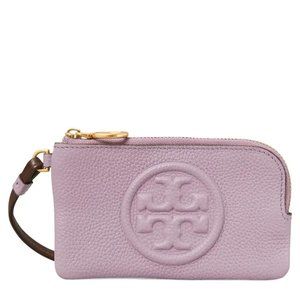 NWT Tory Burch Perry Bombe Card Case Small Leather Wristlet Allium Purple